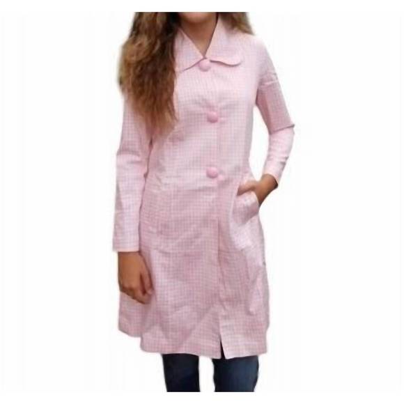 NEW ERMA’S CLOSET checkerboard long jacket in pink/white - Picture 1 of 1